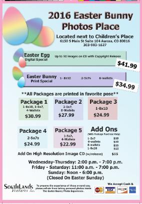 Easter Bunny Photo packages & pricing